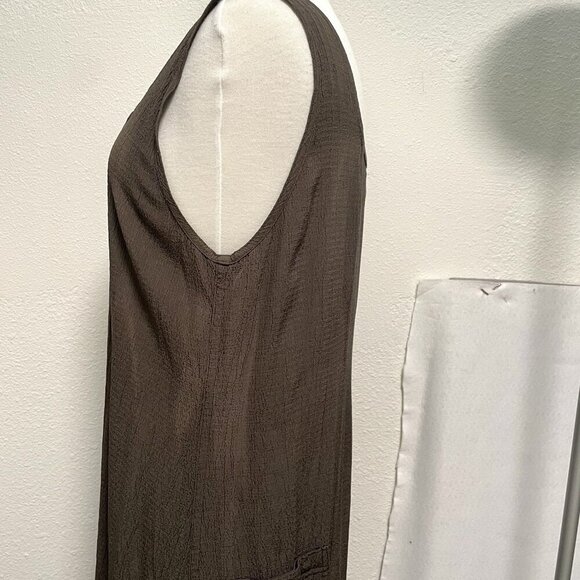 FLAX Crepe Sleeveless Long Maxi Dress Square Neck Lagenlook Brown size Medium - Picture 7 of 10